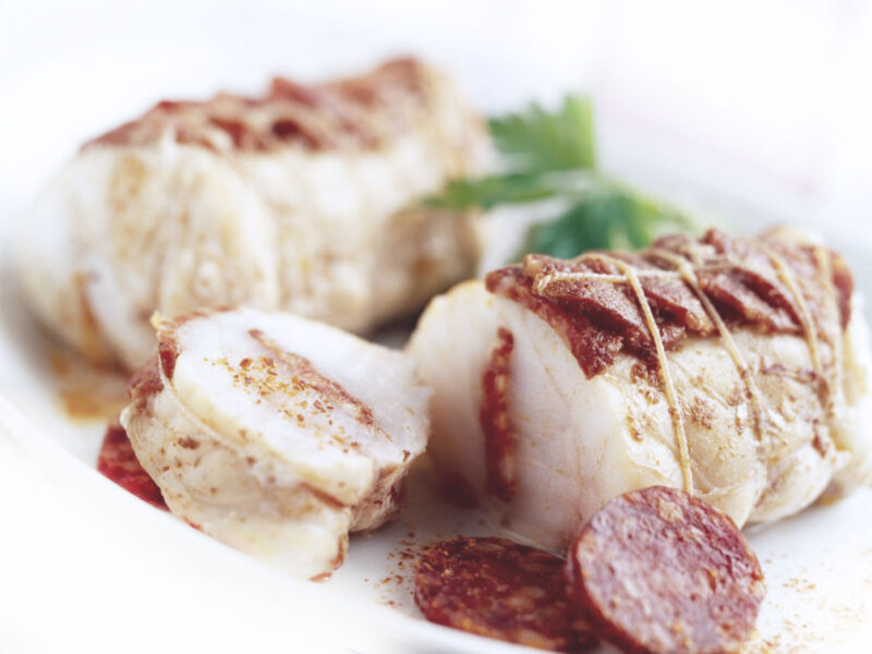 Monkfish lightly topped with butter, garlic and parsley